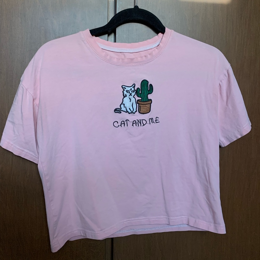 Cat and Cactus Pink Top🐱🌵✨